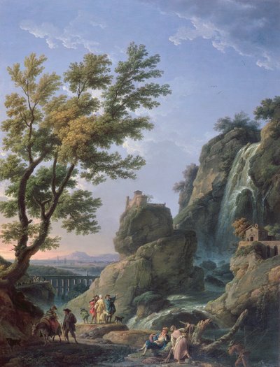 Landscape with Waterfall and Figures, 1768 by Claude Joseph Vernet